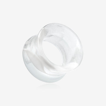 A Pair of Marble Swirl Acrylic Double Flared Ear Gauge Tunnel Plug-Clear